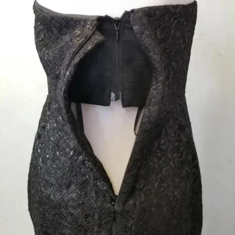 J.Crew Black Strapless Tinsel Cocktail Dress women's size 2 (I24)
